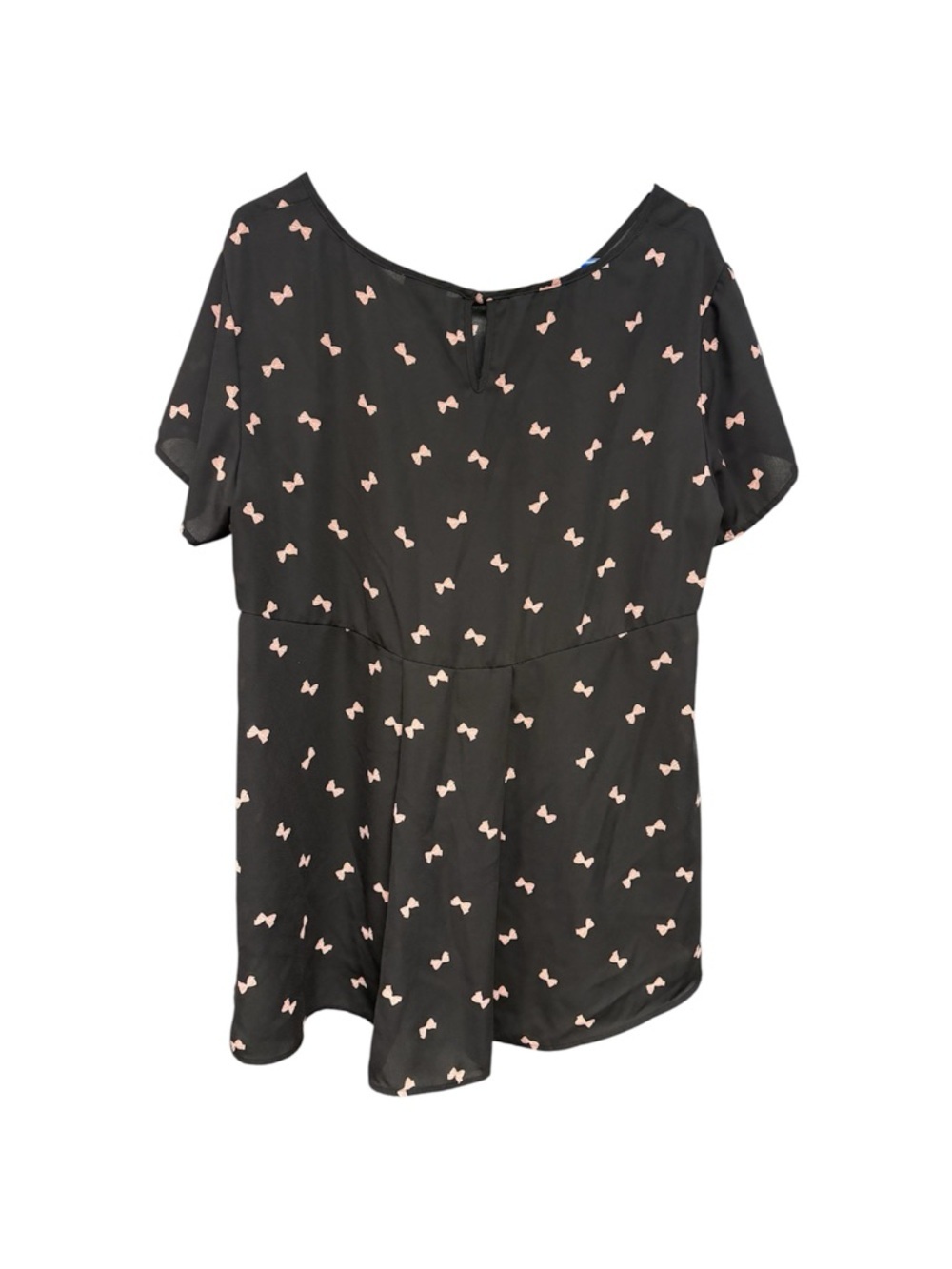 Torrid Black Bow Print Blouse Short Sleeve Flowy Top - Picture 5 of 6